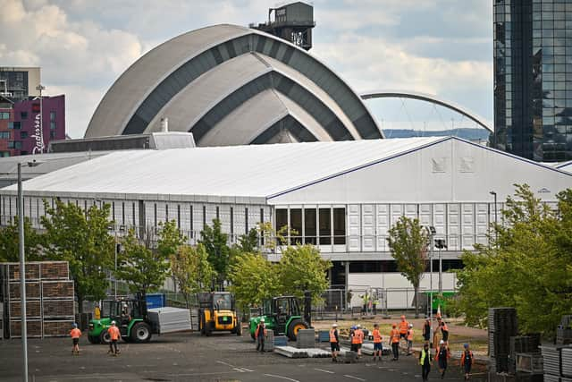 Work is underway to prepare the site of the COP26 climate summit at Glasgow's SEC campus. Picture: Jeff J Mitchell/Getty Images