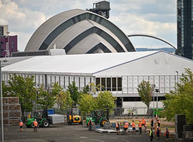 Work is underway to prepare the site of the COP26 climate summit at Glasgow's SEC campus. Picture: Jeff J Mitchell/Getty Images