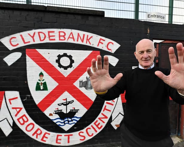 With these hands ... Jim Gallacher kept goal 738 times for Clydebank. The legendary keeper will be cheering them on today when they return to the fourth found of the Scottish Cup after a 22-year absence. Photograph: John Devlin