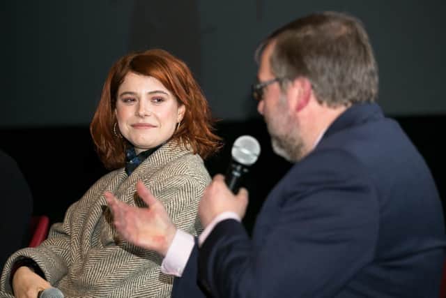 Allan Hunter with actress Jessie Buckley at the Glasgow Film Festival. Picture: Eoin Carey