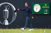 Host club member Matthew Jordan acknowledges fans on the 1st tee on day ine of The 151st Open at Royal Liverpool. Picture: Andrew Redington/Getty Images.