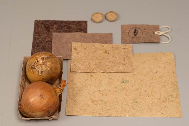 The firm has so far created two prototypes - a cardboard-like material, branded Pyber, and a flexible film equivalent, called Cellofil.