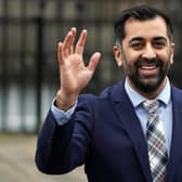 Newly elected First Minister of Scotland Humza Yousaf outside Bute House, Edinburgh, after holding his first cabinet meeting. Picture date: Wednesday March 29, 2023.