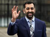 Newly elected First Minister of Scotland Humza Yousaf outside Bute House, Edinburgh, after holding his first cabinet meeting. Picture date: Wednesday March 29, 2023.