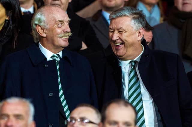 Celtic's principal shareholder Dermot Desmond with chief executive Peter Lawwell.