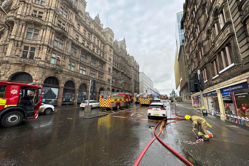 The Scottish Fire and Rescue Service were called to fire at the former department store at 11.29am, and the building was found "well alight". A total of 10 fire appliances have been sent to the scene on Rose Street in the city centre. Picture date: Wednesday October 26, 2022.