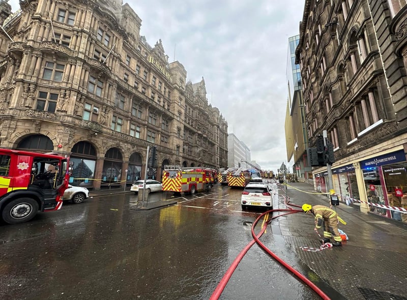 The Scottish Fire and Rescue Service were called to fire at the former department store at 11.29am, and the building was found "well alight". A total of 10 fire appliances have been sent to the scene on Rose Street in the city centre. Picture date: Wednesday October 26, 2022.