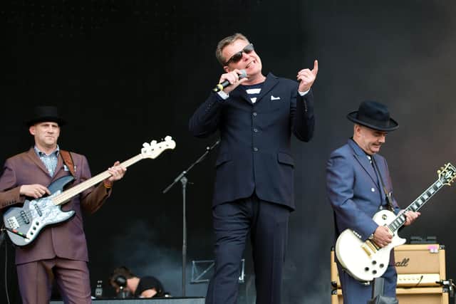 Suggs and Chrissy Boy of Madness performing   Pic: Samir Hussein/Getty Images