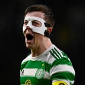 Celtic captain Callum McGregor wore a protective face mask during the 3-0 win over Rangers. (Photo by Rob Casey / SNS Group)