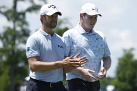 Thomas Detry and Bob MacIntyre during the first round of the Zurich Classic of New Orleans at TPC Louisiana on April 25, 2024 in Avondale, Louisiana. Picture: Chris Graythen/Getty Images.