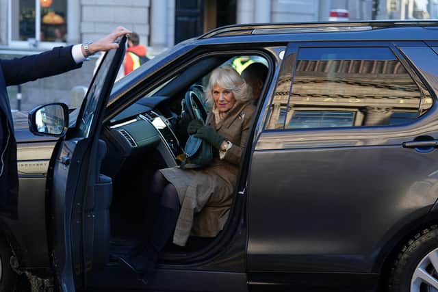 Queen Camilla arrives to open the new 'Safe Space' during a visit to Aberdeen Art Gallery. Photo: Andrew Milligan/PA Wire
