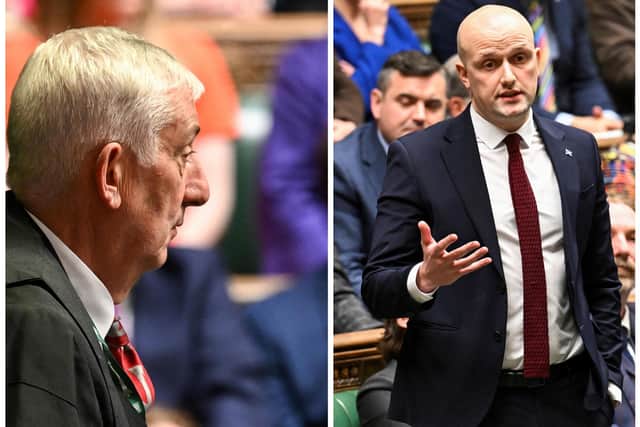 Speaker Sir Lindsay Hoyle and the SNP's Westminster leader Stephen Flynn during a tumultuous session in the House of Commons. Picture: House of Commons/PA