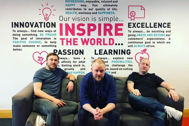 New partnership - (from left) Tree of Knowledge's Alan Burton, Gavin Oattes and Dougie Clark