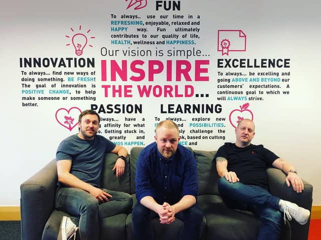 New partnership - (from left) Tree of Knowledge's Alan Burton, Gavin Oattes and Dougie Clark