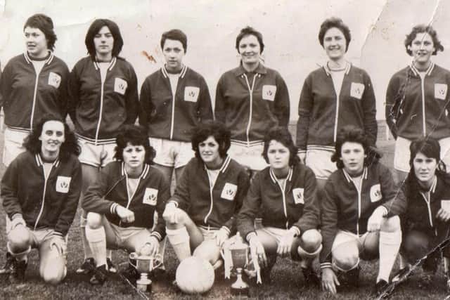 Elsie Cook pictured centre front of the Stewarton Thistle team that played in the first final of Women's FA Cup in 1971 (Picture: Elsie Cook)