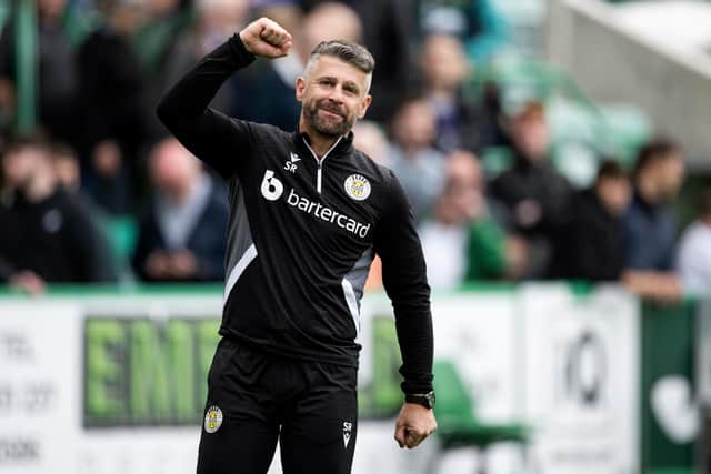 Robinson celebrates a recent St Mirren victory against Hibs at Easter Road.