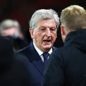 Roy Hodgson, manager of Crystal Palace shakes hands with then-Bournemouth boss Eddie Howe in 2018