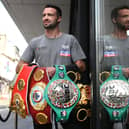 Scottish undisputed Super-Lightweight World Champion Josh Taylor with all four belts following his historical win over Jose Ramirez in Las Vegas. (Picture: John Devlin)