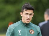 Jamie McGrath trains with Dundee United on Wednesday after signing on a season long loan from Wigan. (Photo by Mark Scates / SNS Group)