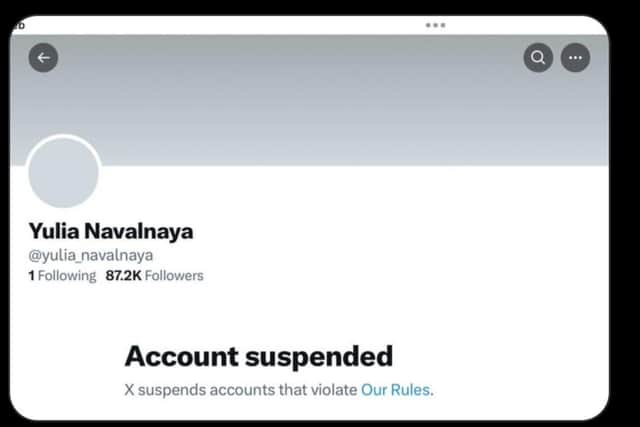 Yulia Navalnaya's account was suspended by X.