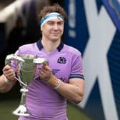 Scotland's Jamie Ritchie with the Cuttitta Cup after the 26-14 win over Italy.