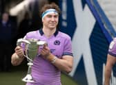 Scotland's Jamie Ritchie with the Cuttitta Cup after the 26-14 win over Italy.