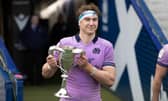 Scotland's Jamie Ritchie with the Cuttitta Cup after the 26-14 win over Italy.