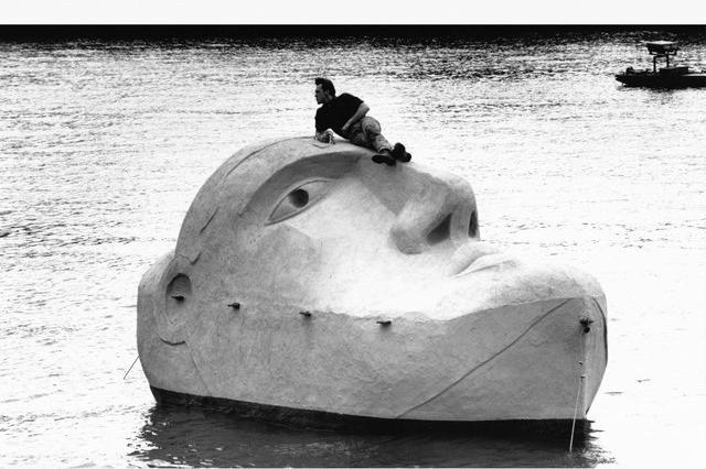 The Floating Head sculpture, which was a centre piece of the Glasgow Garden Festival - a giant head that floated on The Clyde like a boat.