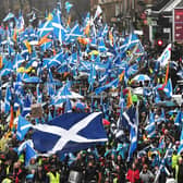 Scottish independence supporters march through Glasgow last January