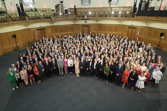 Prime Minister Sir Keir Starmer (centre front) stands with Labour Party MPs, some of whom won seats in the 2024 General Election, at Church House in Westminster, central London.