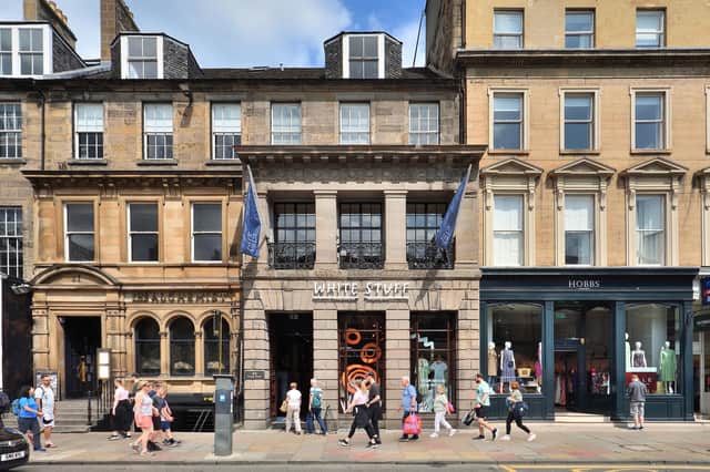 49 George Street Edinburgh, pictured above, centre, is a prominent retail unit situated in the heart of George Street’s prime pitch.