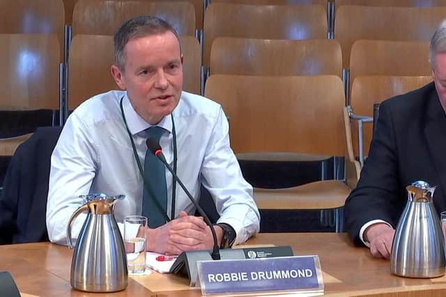 CalMac chief executive Robbie Drummond giving evidence to MSPs on Tuesday. Picture: ScottishParliamentTV