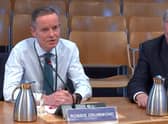 CalMac chief executive Robbie Drummond giving evidence to MSPs on Tuesday. Picture: ScottishParliamentTV