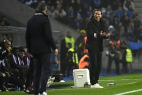 Benfica coach Roger Schmidt gestures during the 5-0 defeat to Porto at the Dragao stadium on Sunday. (Photo by MIGUEL RIOPA/AFP via Getty Images)