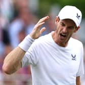 Andy Murray reacts during his defeat to Holger Rune at the Giorgio Armani Tennis Classic at The Hurlingham Club, London. Pic: Steven Paston/PA Wire.