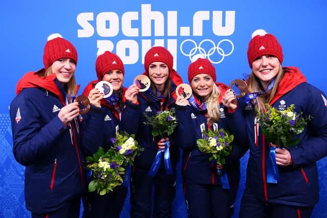 Eve Muirhead, centre, captained Britain to bronze at the 2014 Winter Olympics in Sochi with, from left: Claire Hamilton, Vicki Adams, Anna Sloan, and Lauren Gray. Picture: Ryan Pierse/Getty Images