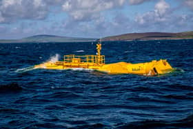 Mocean Energy Blue X in operation at the EMEC Scapa Flow wave energy test site. Picture: Colin Keldie