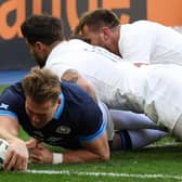 Duhan van der Merwe so nearly scored for Scotland against France at the Stade de France.