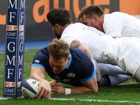 Duhan van der Merwe so nearly scored for Scotland against France at the Stade de France.