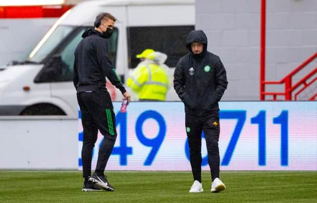 Leigh Griffiths and Kris Ajer pre-match at the FOYS Stadium. (Photo by Craig Williamson / SNS Group)