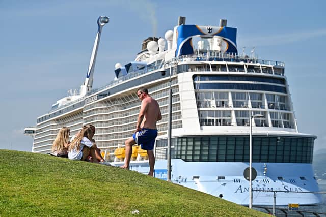 Royal Caribbean International's Anthem of the Seas cruise ship calls at Greenock port.