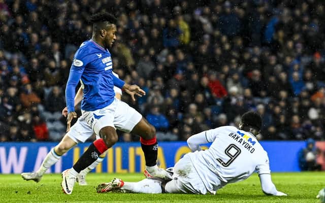 Rangers have appealed the red card shown to Jose Cifuentes for this challenge on Dundee's Amadou Bakayoko at Ibrox on Saturday. (Photo by Rob Casey / SNS Group)