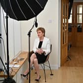 irst Minister Nicola Sturgeon appears on the Andrew Marr Show from home yesterday (Picture: Jeff J Mitchell/Getty Images)
