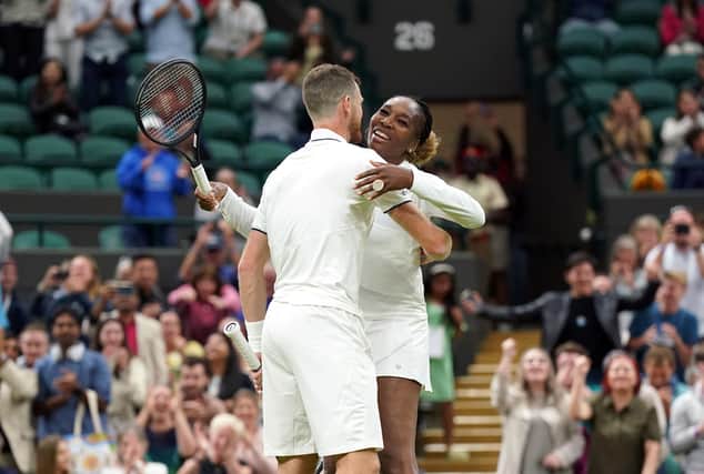 Jamie Murray and Venus Williams celebrate their opening win.