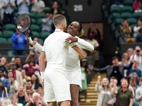Jamie Murray and Venus Williams celebrate their opening win.