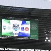 The Sydney Super Cup is advertised on the big screens at Celtic Park. (Photo by Rob Casey / SNS Group)