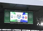 The Sydney Super Cup is advertised on the big screens at Celtic Park. (Photo by Rob Casey / SNS Group)