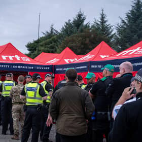 Police Officers and emergency services refuel with the help of the Rapid Relief Team