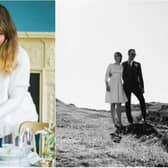 Mercedes Somerville, director of Scarlett and Bell and a couple who eloped in Edinburgh in summer 2019.  Pictures by McGlynn Sisters Photography and Harper Scott Photo