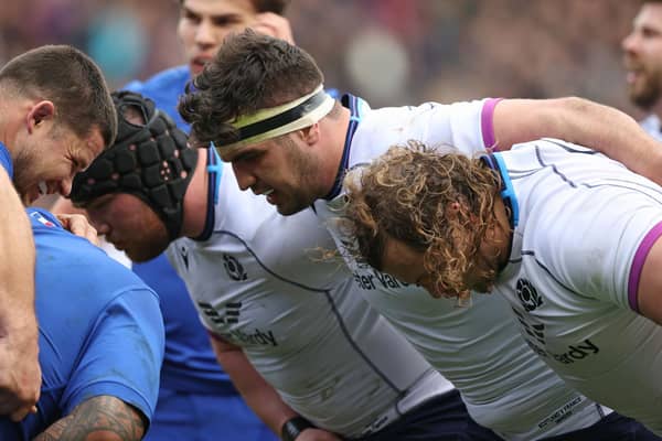 Scotland were the superior team at scrum time throughout the match against France. (Photo by Craig Williamson / SNS Group)